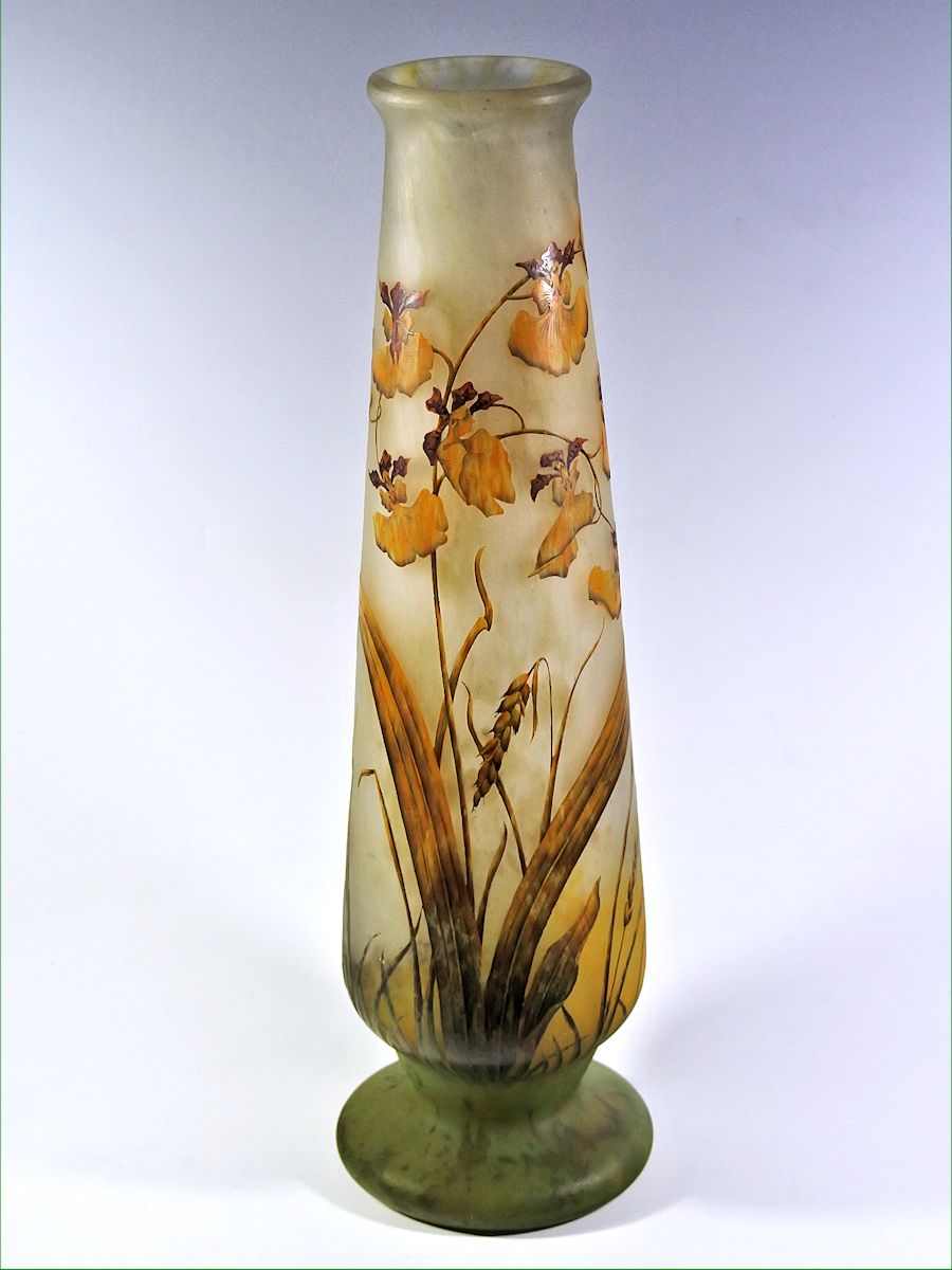 Tall Daum Vase Orchidées