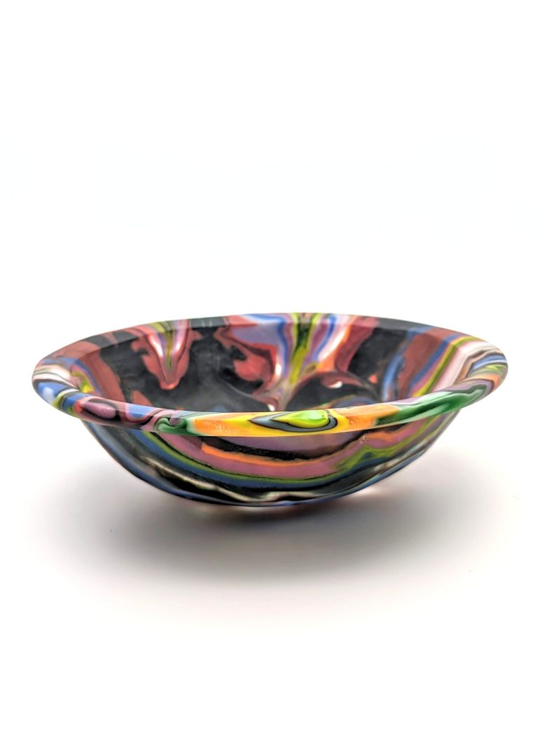 Studio glass Fusing Schale Klaus Moje Canberra Hamburg 1988 mit aufwendiger Kaltveredelung