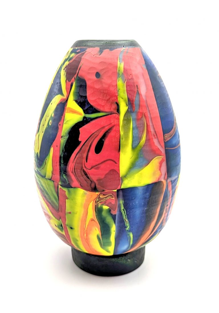 Seltene Rollup Studio Glas Vase von Klaus Moje, Canberra, 1995.