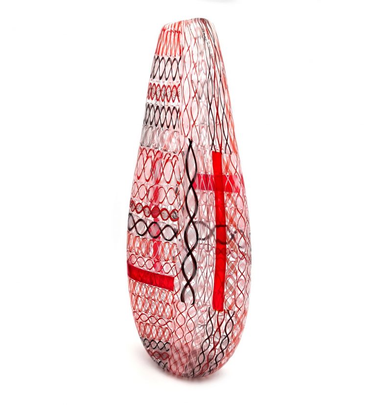 Eine fein gearbeitete Studio Glas Vase "Zanfirico" von Massimo Nordio, Murano, 2006